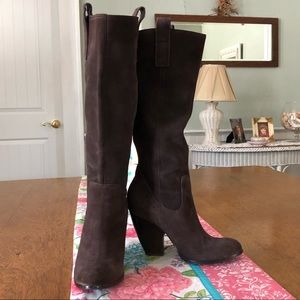 real brown suede tall boots
